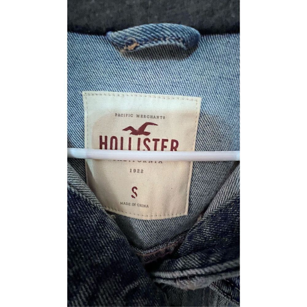 Hollister Women's Casual Biker Cotton Blend Hooded Denim Jacket Blue Gray Small - Picture 4 of 10